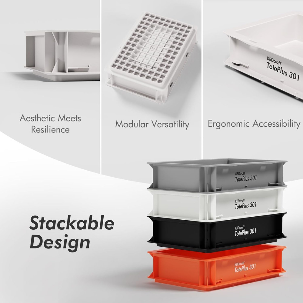 Stackable Storage Bin - Heavy-Duty Plastic Organizer Box and Tray With