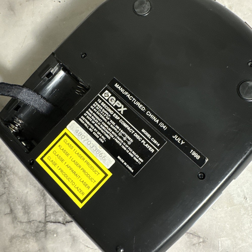 GPX Model C3914 Portable CD Disc Player 10 Second Esp Tested