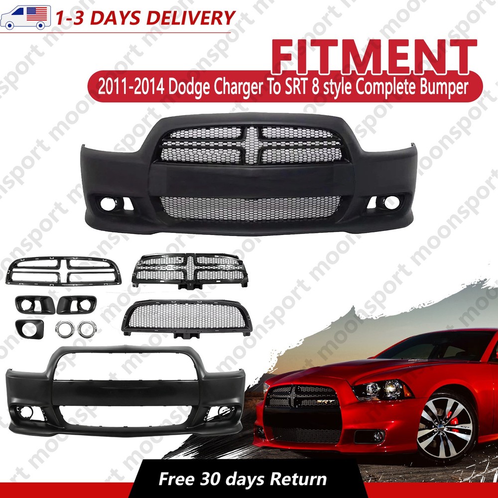 Fits For 2008-2014 Dodge Charger To SRT8 Style Complete Front Bumper Assembly