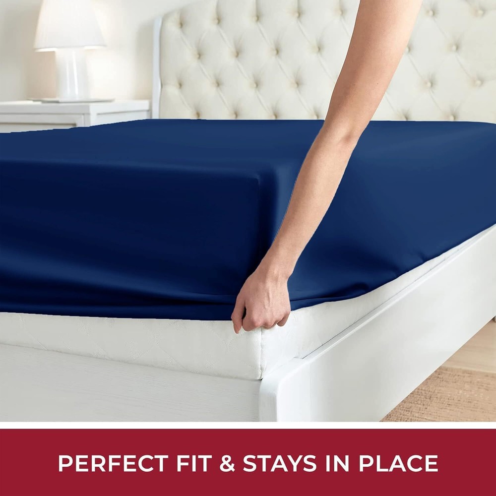 18"- 21" Extra Deep Pocket Fitted Sheet Elastic Corner Straps Soft Bed Sheet Set