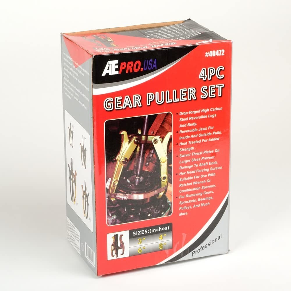 4PC 3-Jaw Gear Puller Set - 3", 4", 6", 8" | Removal Tool for Gears, etc.