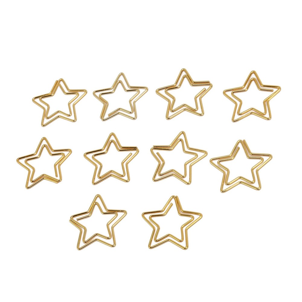 100pcs Star Paper Clips Skid Resistance Plating Process Rust Resistant Cute