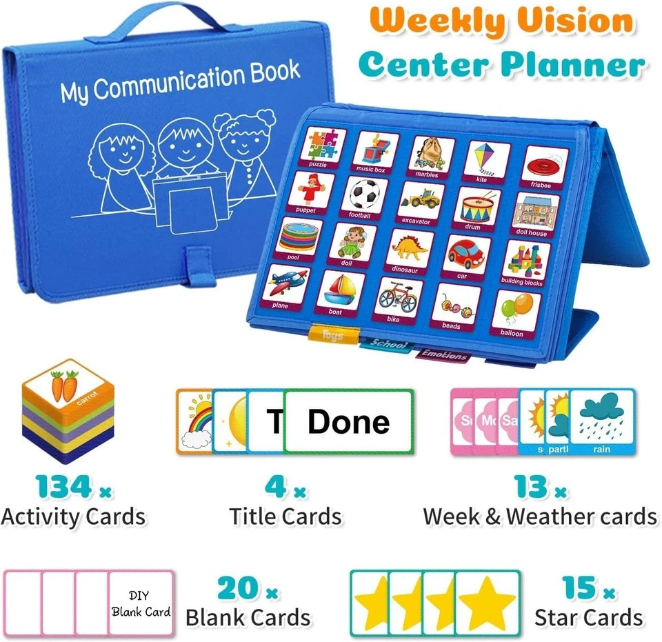 Pecs Communication Book, Visual Schedule for Kids with Autism, Nonverbal Comm...