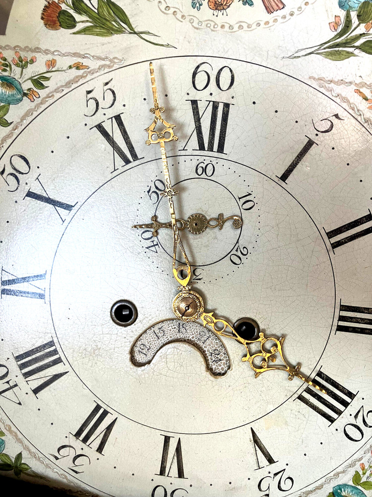 NOS BRASS EMBOSSED TALL CASE GRANDFATHER CLOCK MOVEMENT SECOND HAND BIT ONLY!!!