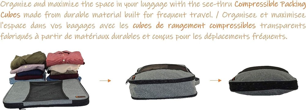 Compressible Packing Cubes Medium, Large, Grey