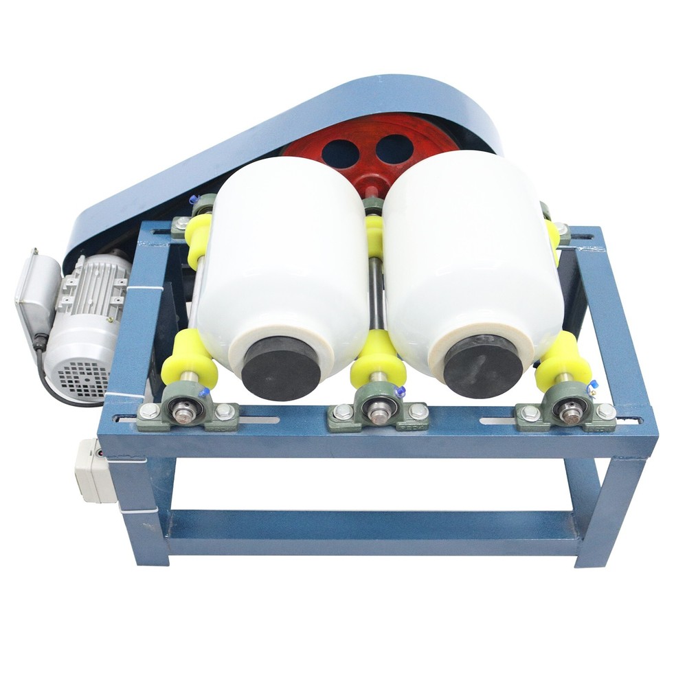 220V Horizontal Drum Double Cans Ceramic Ball Mill Grinding Machine Laboratory