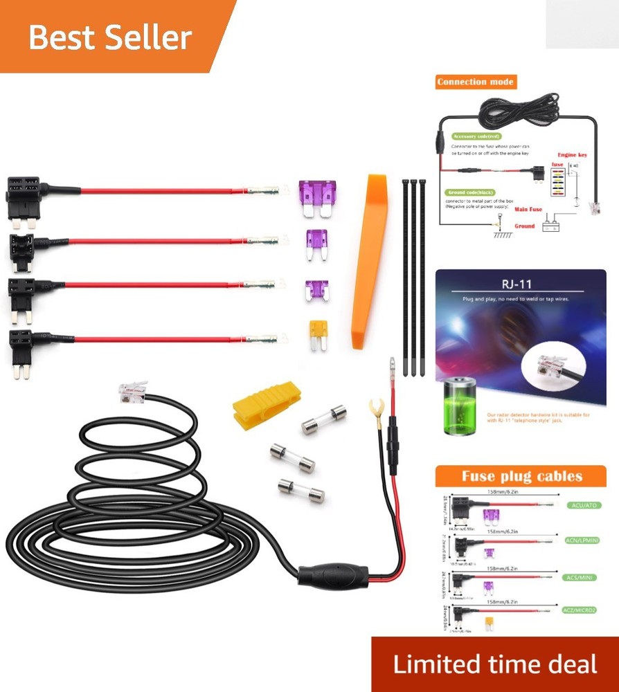 13FT Radar Detector Hardwire Kit - Quick Connection & Neat Installation