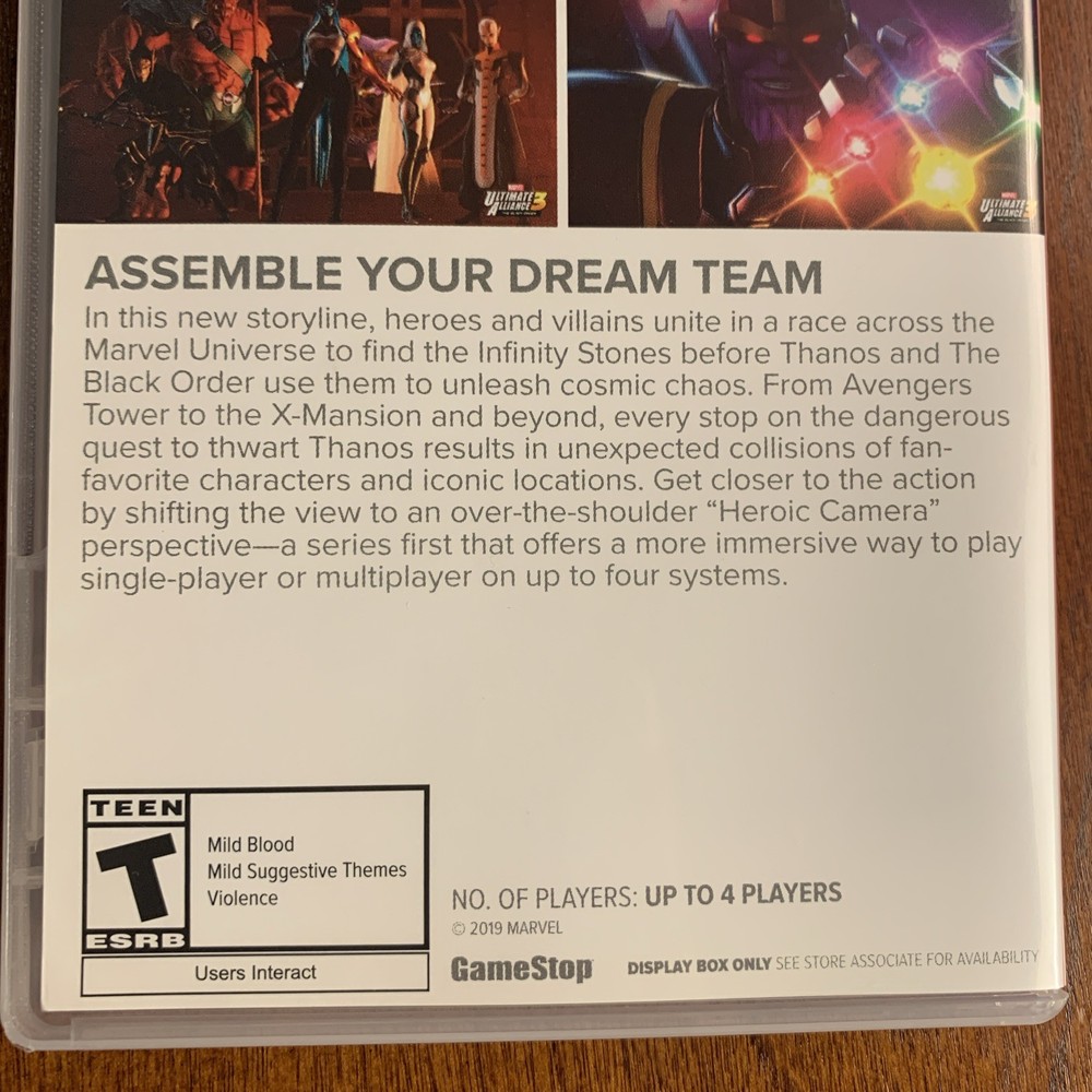 Marvel Ultimate Alliance 3 Black Nintendo Switch Authentic Display BOX NO GAME