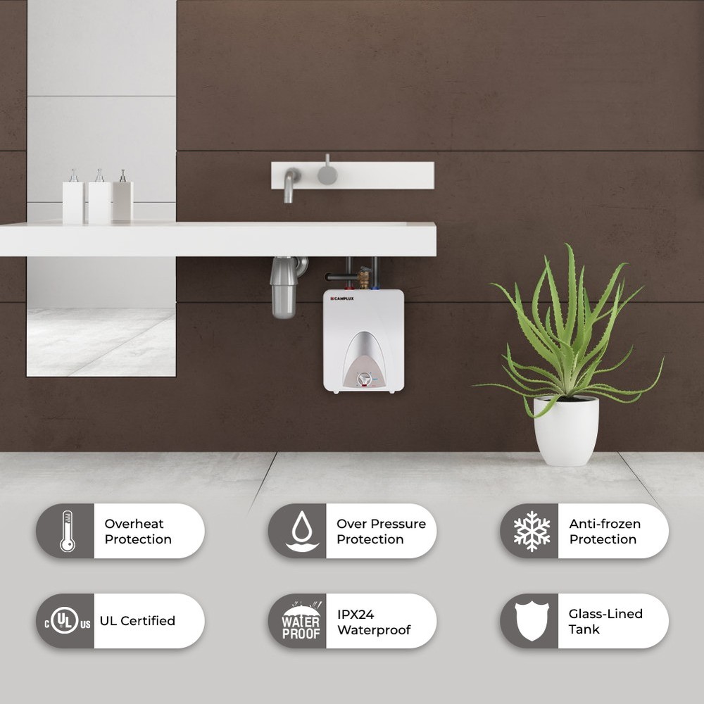 2.5 Gallon Electric Water Heater 120V Corded Point of Use for Under Sink RV Boat