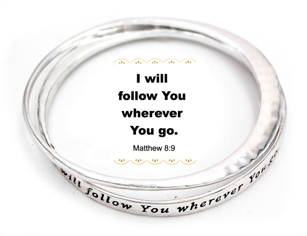 Religious Bangle - 2-PC Set - Matthew 8:9 - Lead Compliant - BR-B9123LATS