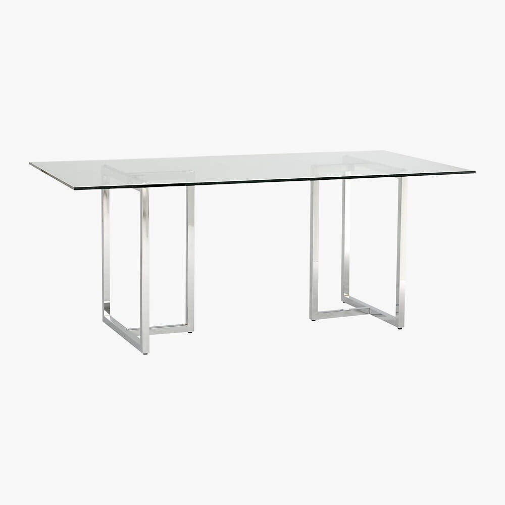 CB2 SILVERADO CHROME DINING TABLE BASE + Acrylic Plexi Top 34x76