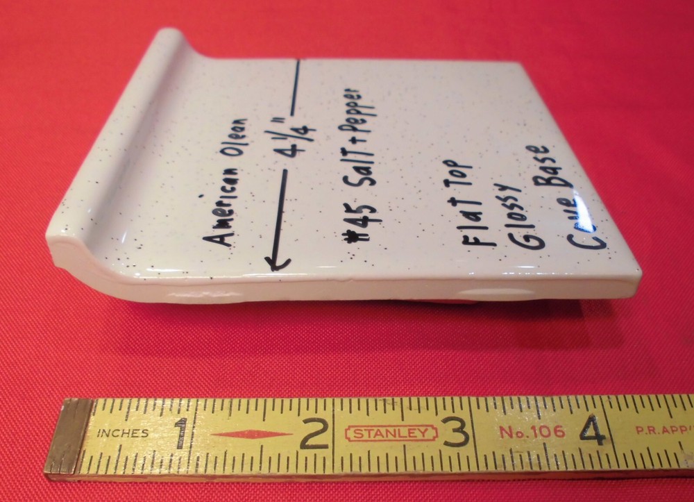 1 pc. Salt & Pepper: stack-on-top Cove/Base Ceramic Tile; 4-1/4" American Olean