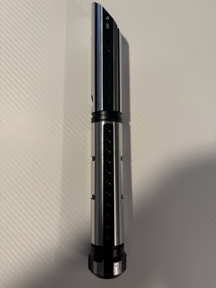 Lightsaber Hilt: Single Button, Silver And Black, Empty Hilt