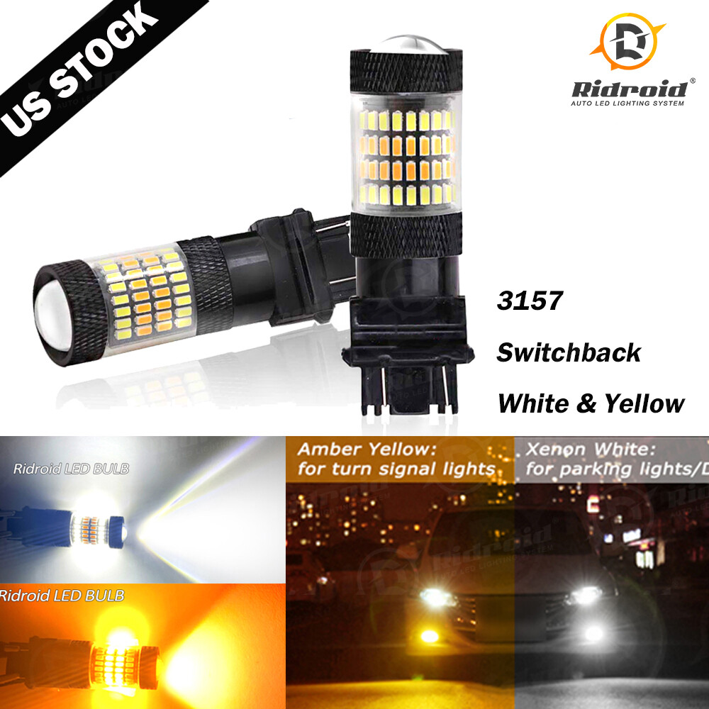 For Ford F150 F250 F350 Super Duty White/Amber Turn Signal Light 3157 LED Bulbs
