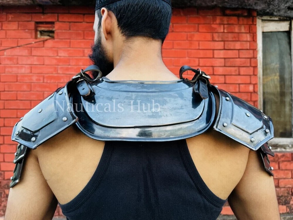 Medieval gorget shoulder set Larp armor orbweaver gorget set Medieval gorget