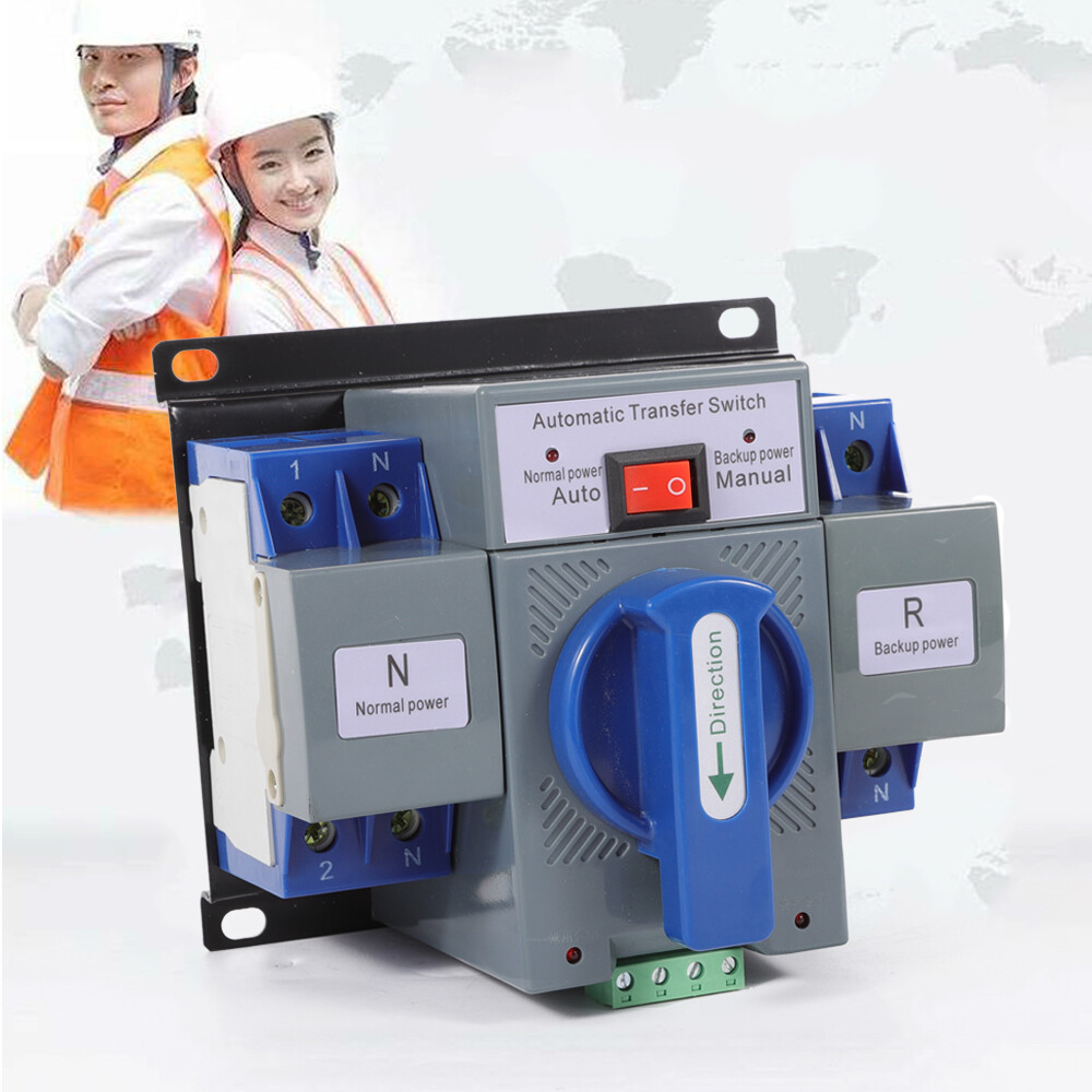 Automatic Transfer Switch 2P 63A 110V AC Generator Dual Power Changeover Switch