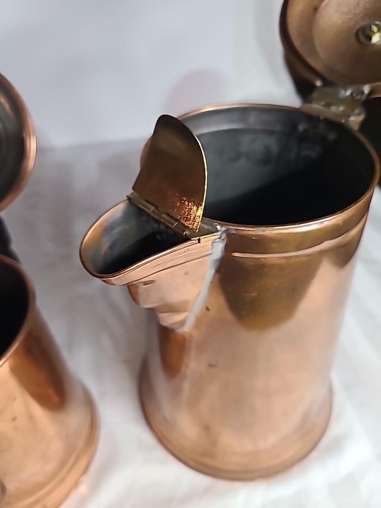 Copper Tin Lined Coffee Pots 10" And 8"