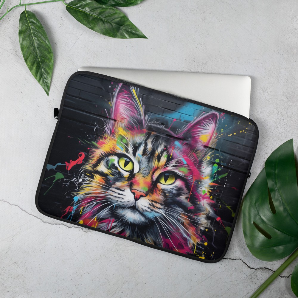 Graffiti Cat Laptop Sleeve