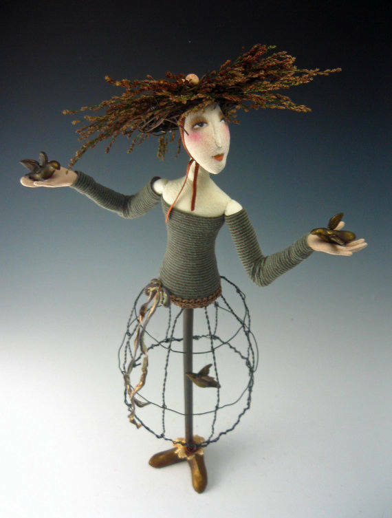 Cloth Art Doll Pattern "The Gatherer" by Cindee Moyer