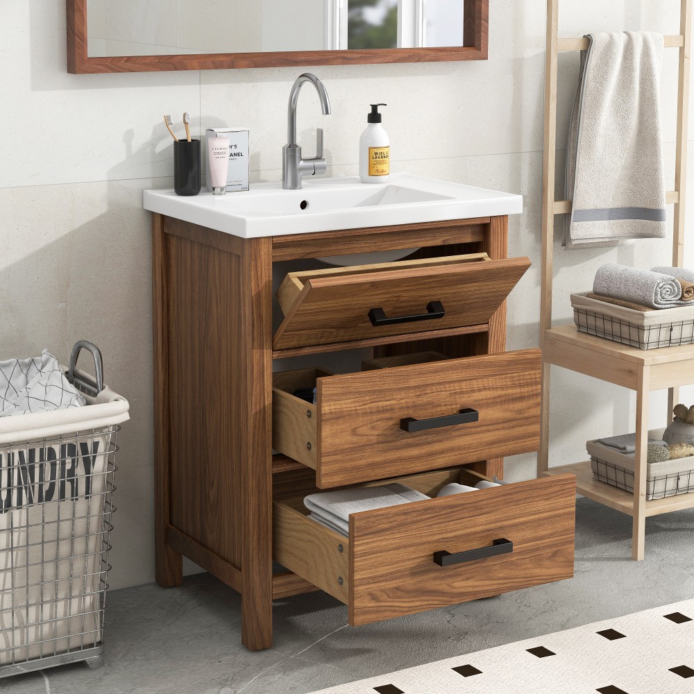 Bathroom Vanity W Ceramic Basin Sink 3 Drawers Single Sink