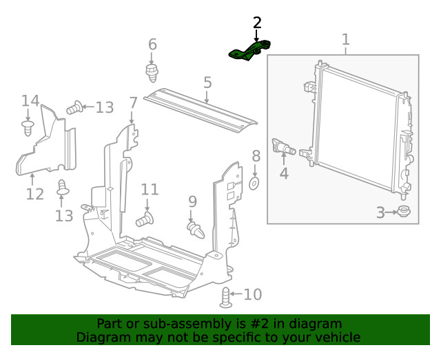 Genuine GM Passenger Side Radiator Upper Bracket 23310044
