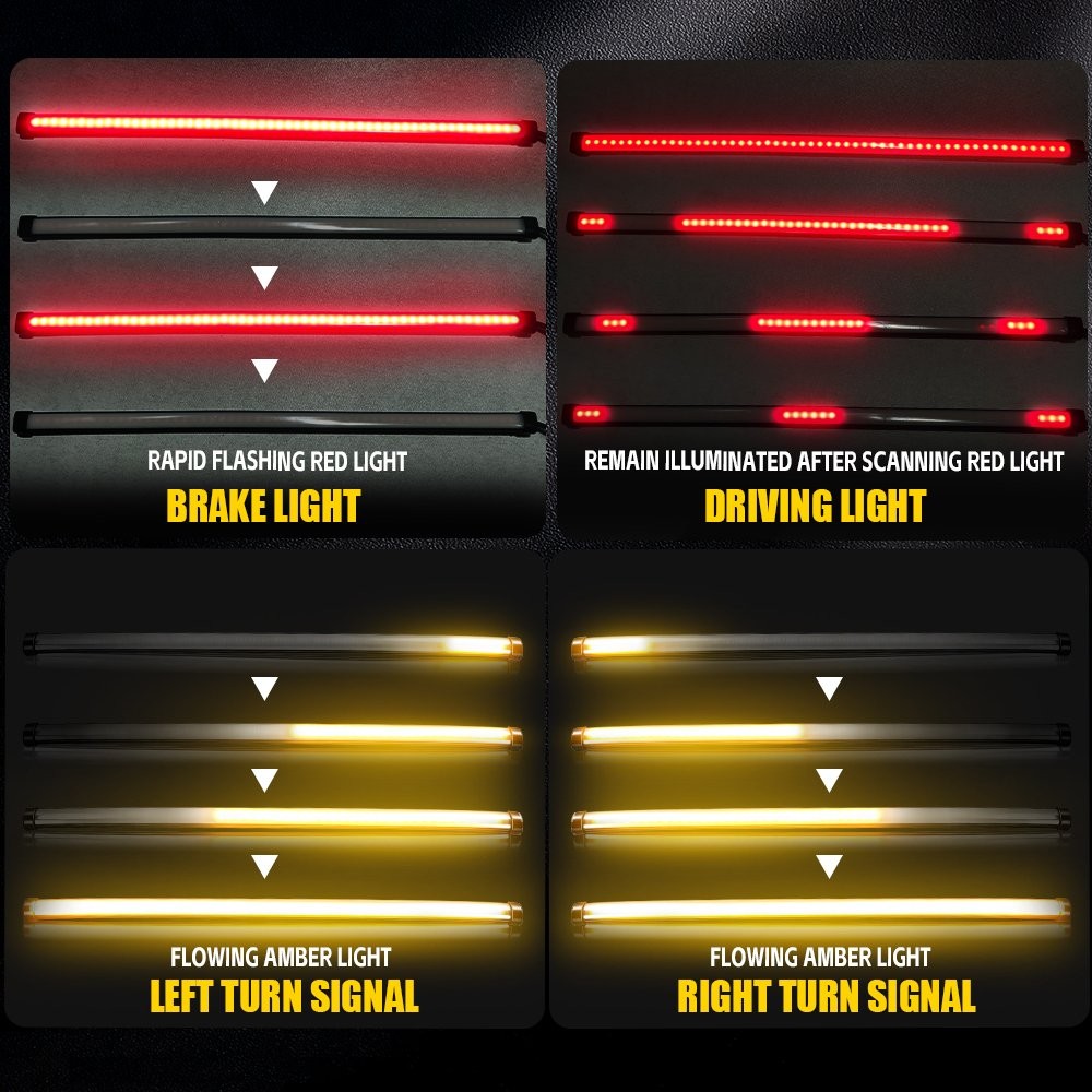 Motorcycle Flowing Sequential Switchback DRL Turn Signal LED Strips Tail Light