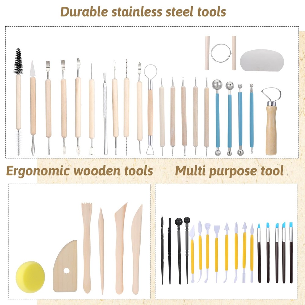 48PCS Pottery Tools for Sculpting Clay 1,