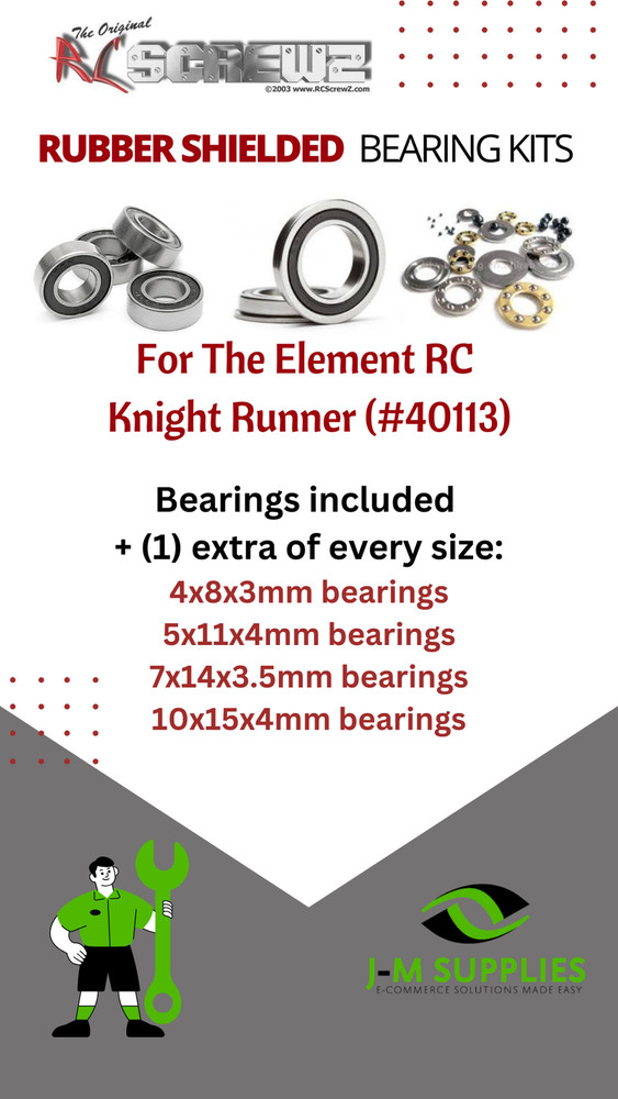 RCScrewZ Rubber Shielded Bearings ele001r for Element Knight Runner 40113 | SET