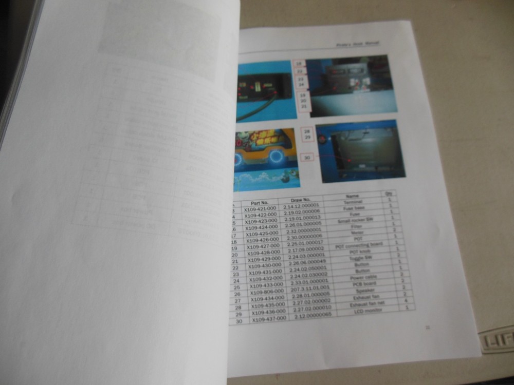 PIRATE'S HOOK vintage arcade game owners manual