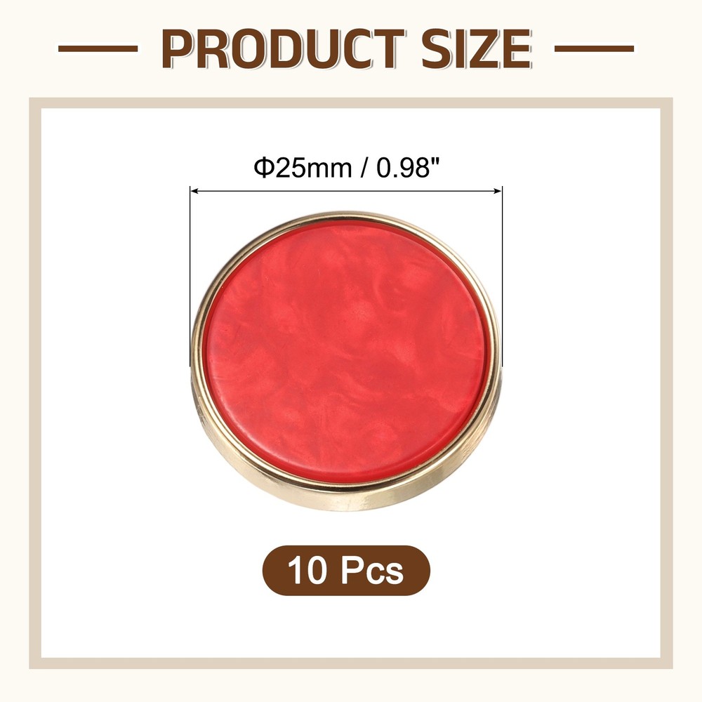 10Pcs Round Button, 25mm/1" Resin Decorative Pattern Button, Red