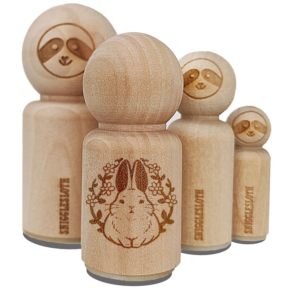Floral-Bunny-Rabbit-Emblem-Easter-Mini-Rubber-Stamp