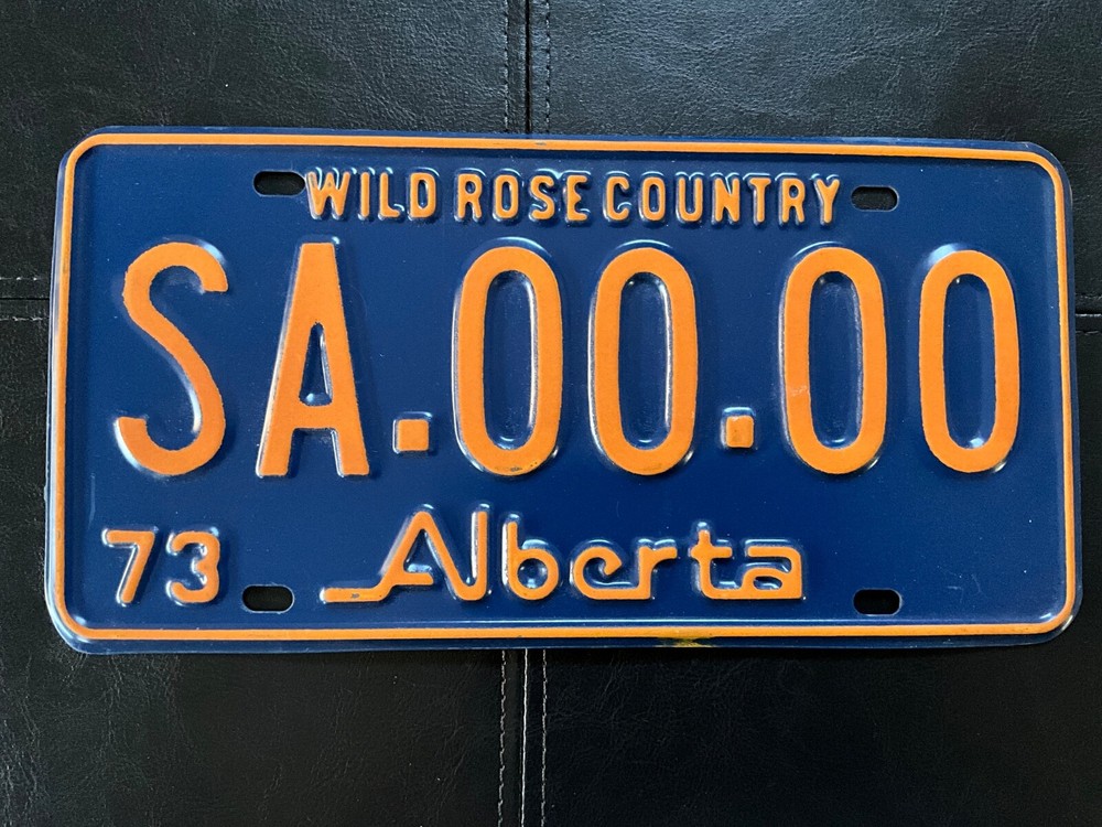 1973 Alberta Canada SAMPLE License Plate Tag SA-00-00