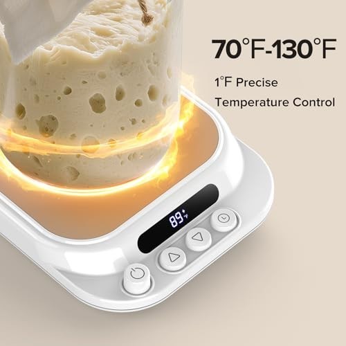 Sourdough Starter Warmer with Precise Temp Control, 24H Timer, Fits Flat/Concave