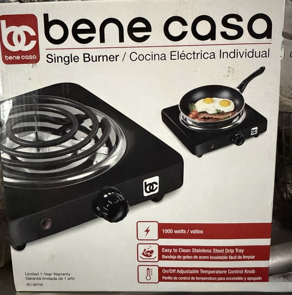 Bene Casa Single Coil Burner, 1000-watt, Black