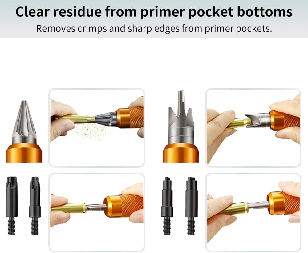 Versatile Case Prep Multi-Tool for .17 to .45 Caliber - 6 Reloading Accessories