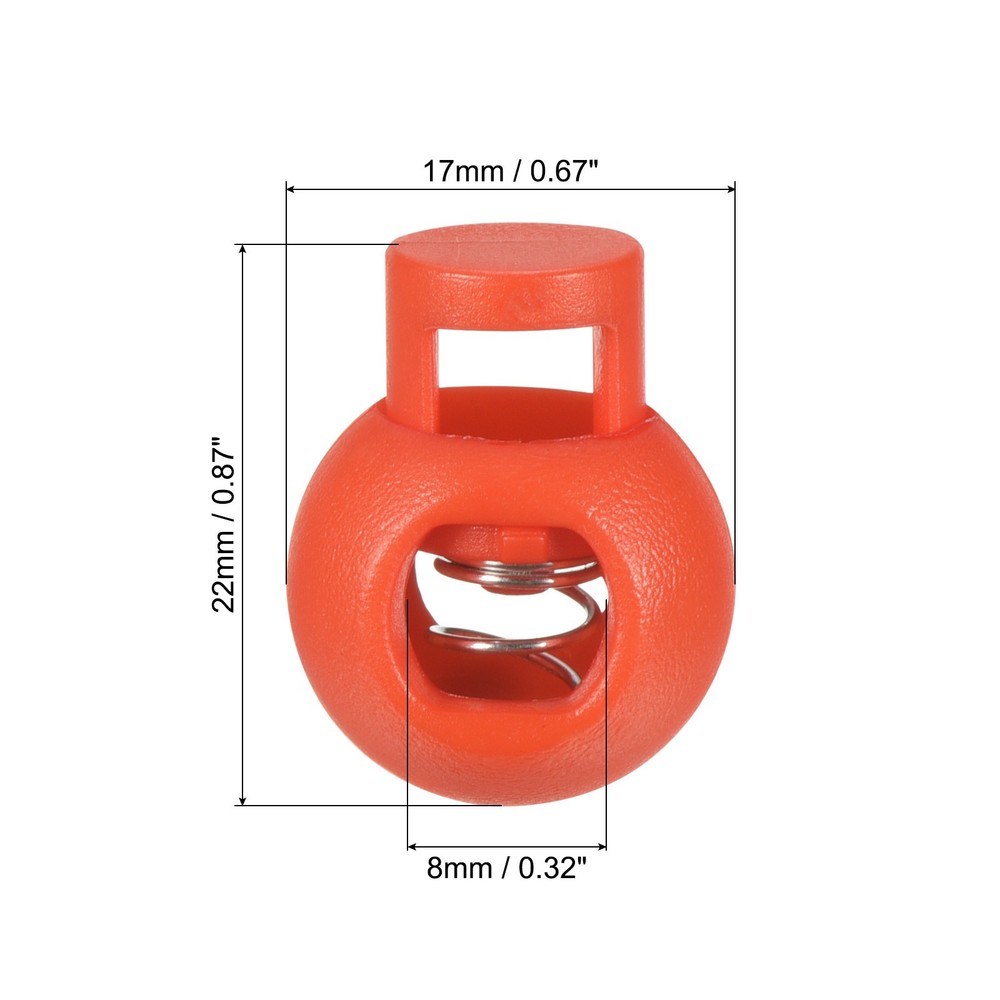 Cord Locks, 30 Pack Ball Spring Toggle Stopper, Orange Red