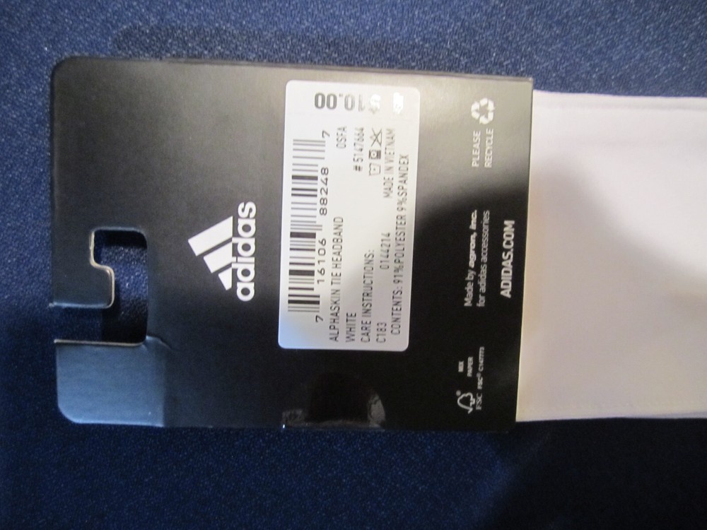 Adidas Alphaskin Tie Headband Black and White One Size