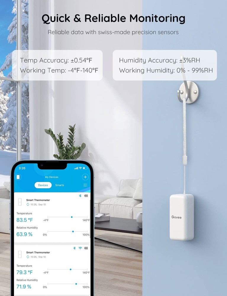 Smart Temperature & Humidity Sensor Pack with Bluetooth Alerts and Cloud Storage
