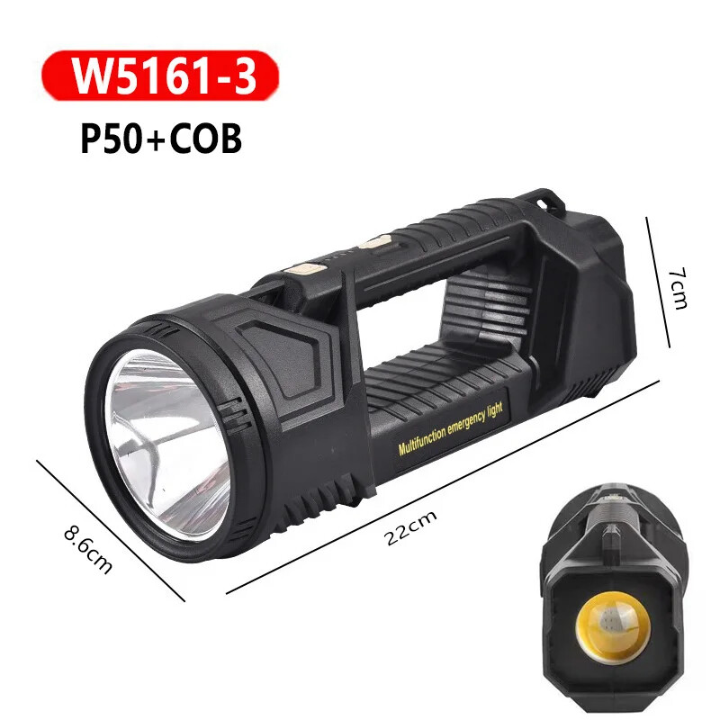 Extra Large Solar Flashlight Rechargeable Searchlight Long Range Carry Torch