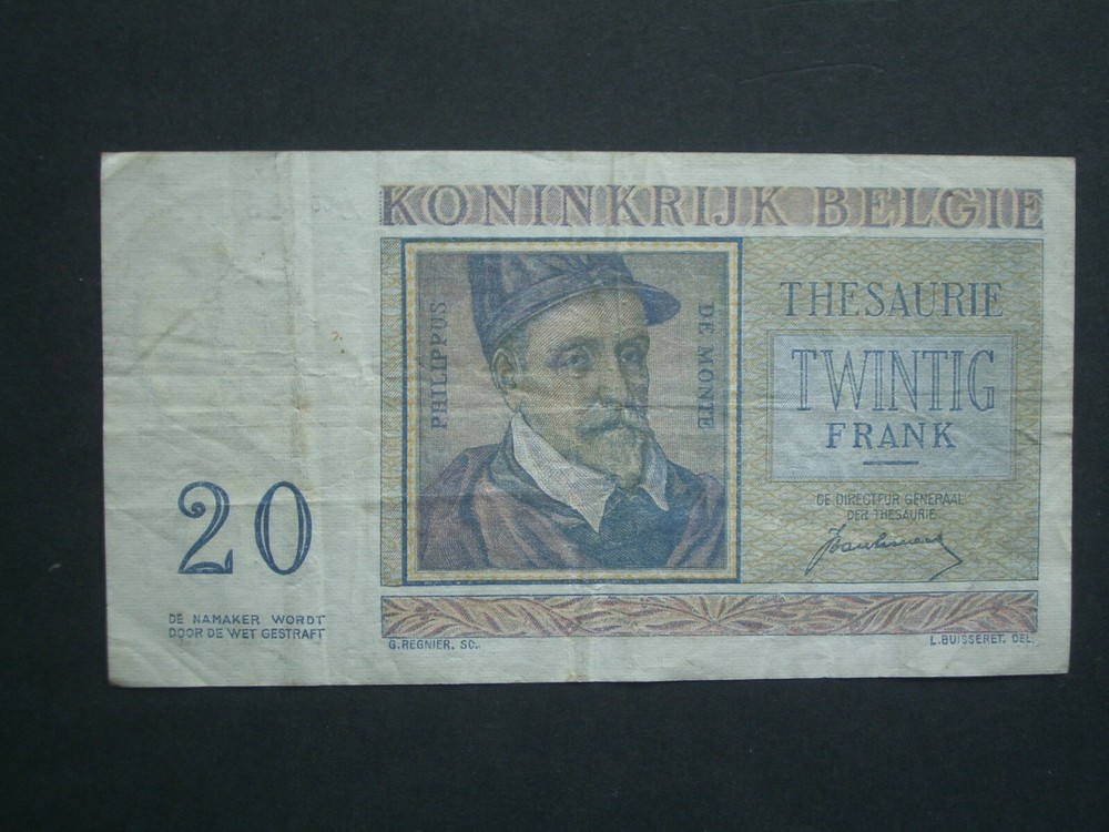 ***Decent Belgium 1950 20 Francs Crisp 'AVF' Banknote**