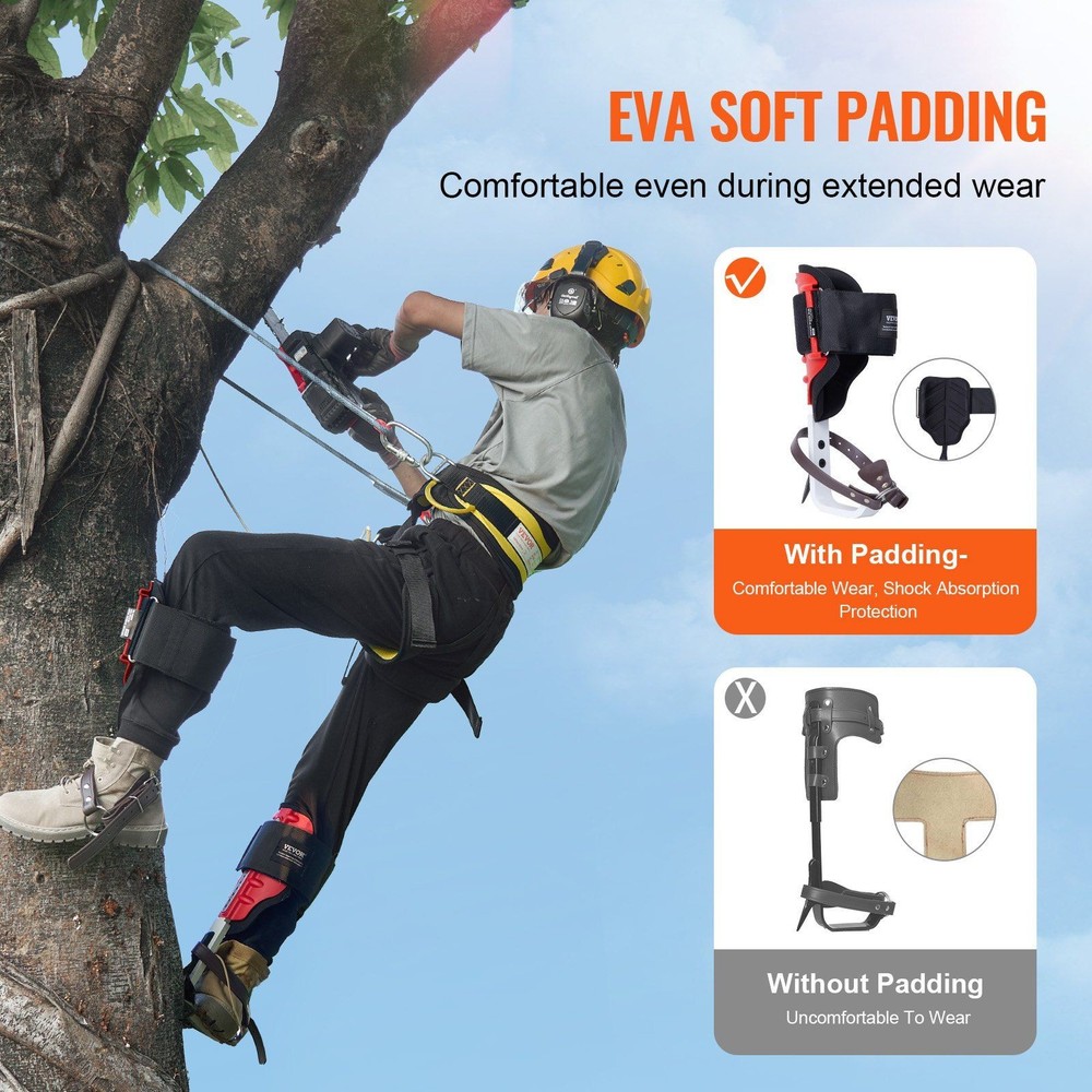 Secure Fit Tree Climbing Spurs TPU & Nylon Straps Red
