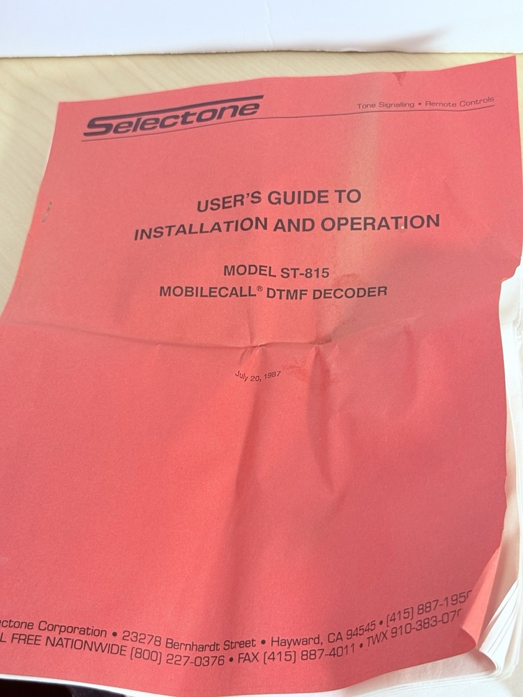 NOS 1980s ST-815 Selectone Miniature DTMF Mobilecall Radio signal tester decoder