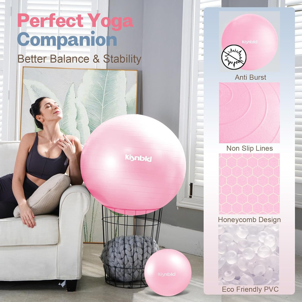 Exercise Ball, Extra Thick Yoga Ball for Workout Pregnancy Stability, 4 Sizes An