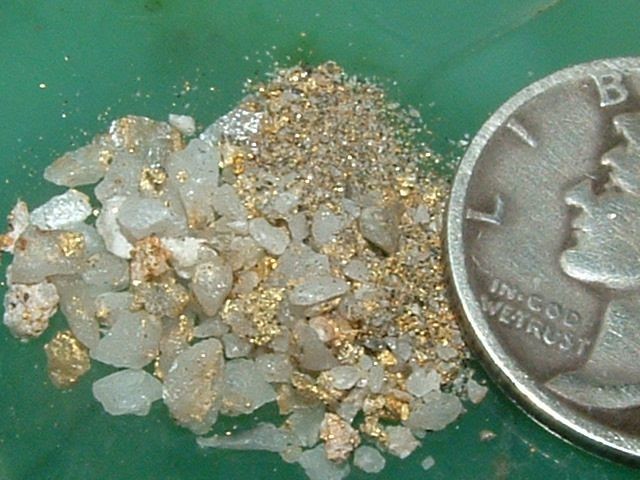 NATURAL GOLD AND QUARTZ CONCENTRATES .69 GRAM
