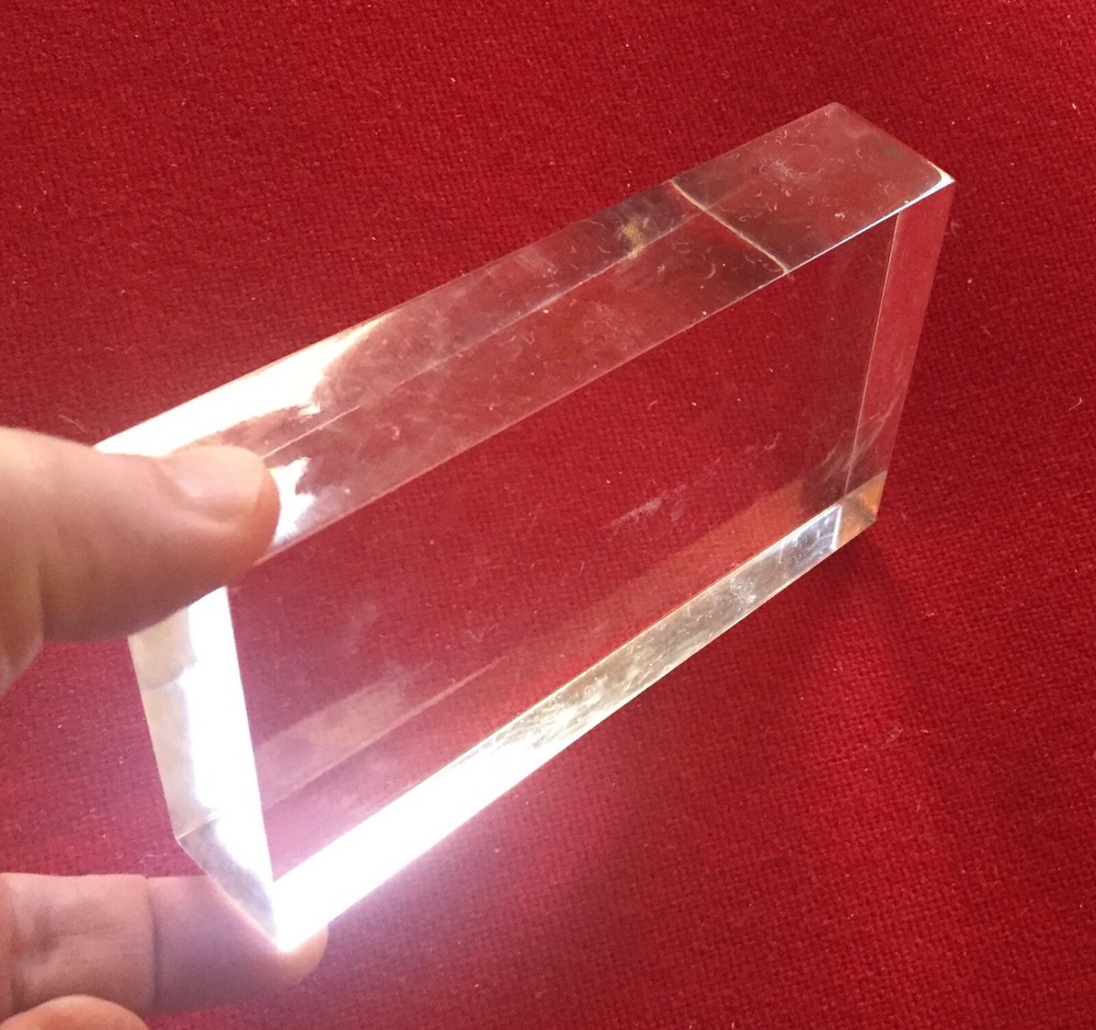 Vintage Clear Acrylic Lucite Rectangular Display Base Block Brick Cube 5" x 3"