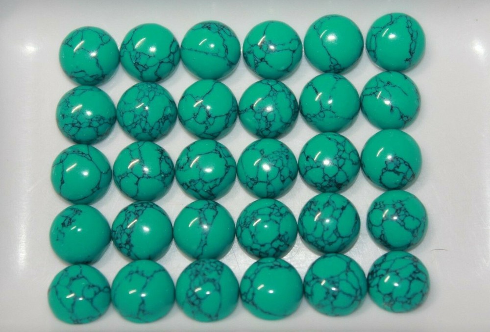 Turquoise 10mm Flat Back Cabochon Round Loose Gemstone(s)