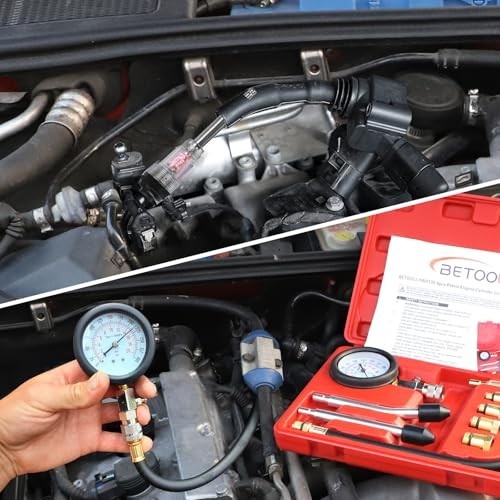 9pcs Compression Tester & Spark Plug Tester - 300PSI Engine Cylinder Gauge Tool