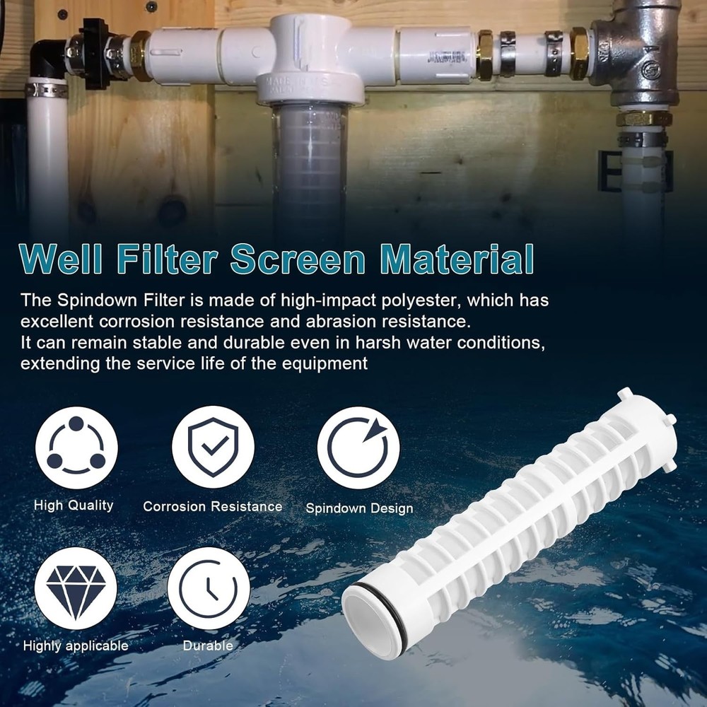 1-1/2" 100 Mesh Spin Down Filter Screen Replacement Rusco/Vu-Flow, Well Water...