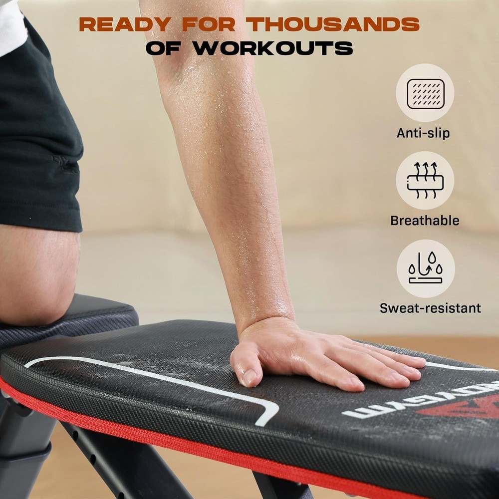 Versatile Folding Workout Bench, 880 lbs Capacity - Enhanced Comfort & Stability