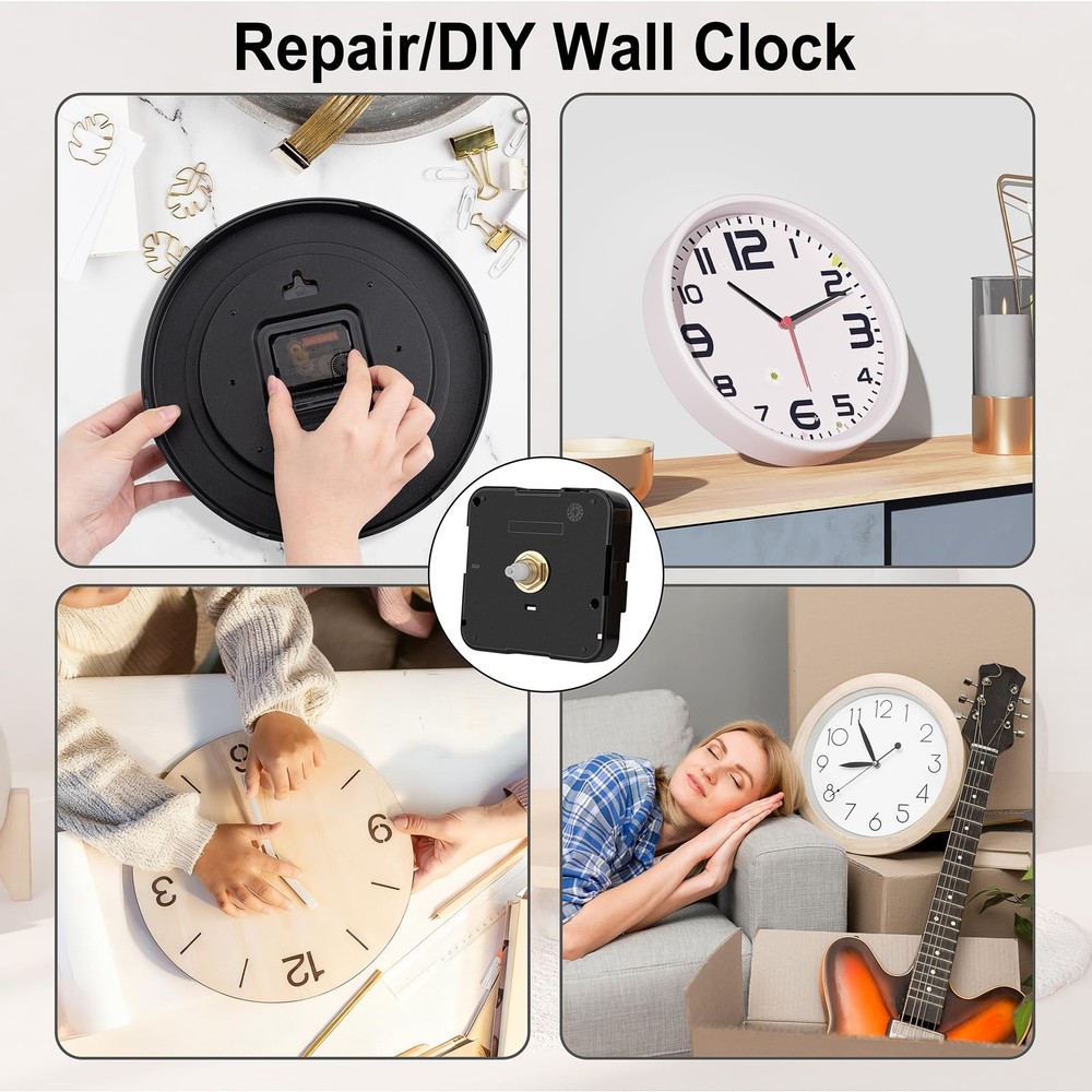 Koosome 2 Pack Quartz Clock Movement Replacement, Battery Operated Black